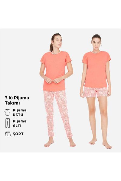 Mod Collection - Set pijama 3 piese Coral pentru damă