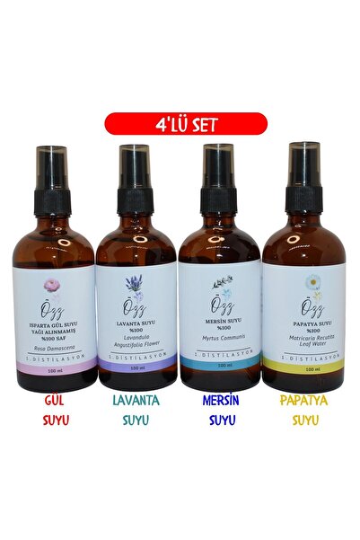 Ozz Çiçek Suları 4lü Set Gül Suyu Papatya Suyu Lavanta Suyu Mersin Suyu