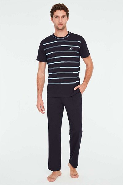 Mod Collection Σετ ανδρικές πιτζάμες με στρογγυλή λαιμόκοψη Navy Blue