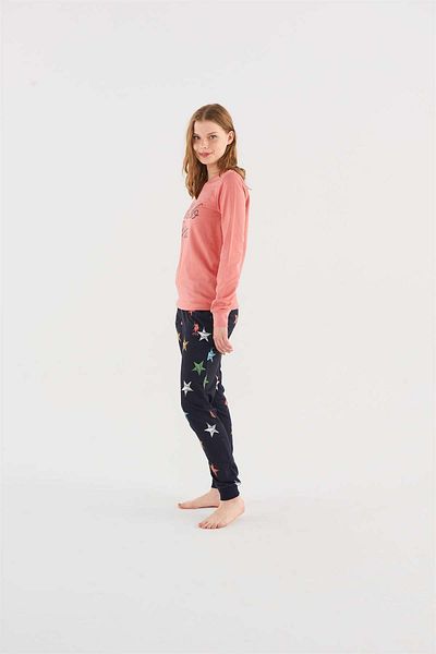 U.S. Polo Assn. Set de pijamale cu guler rotund, somon