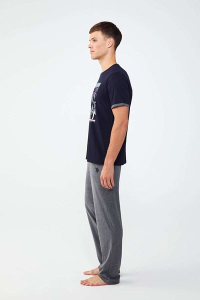 U.S. Polo Assn. Ανδρικό Σετ Πυτζάμες Στρογγυλό γιακά Navy Blue