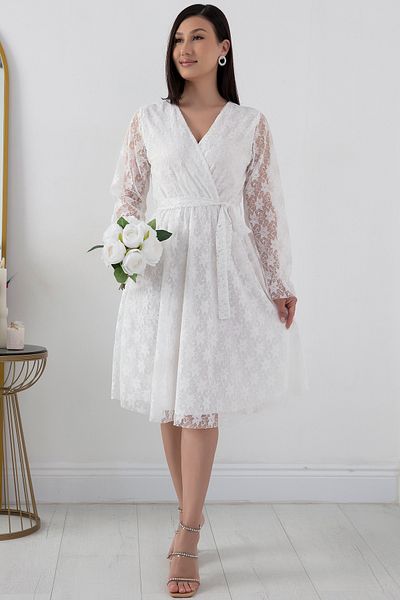 PULLIMM Lace Detailed Double Breasted Collar Midiboy Evening Dress - 13453