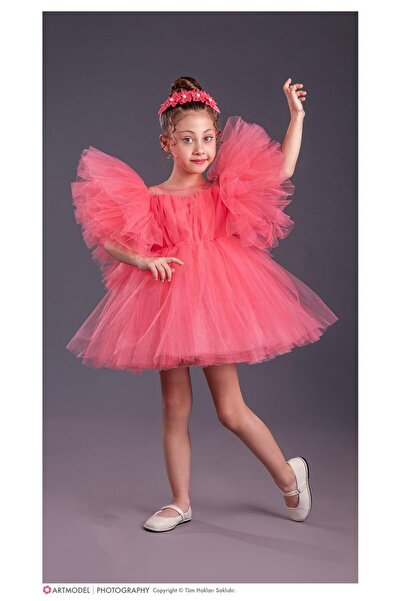 Aymini kids FIRFIRLI TAÇLI ELBİSE