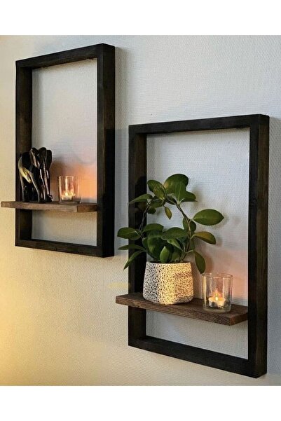 Wooden Factory Ahşap Duvar Rafı 2 Adet