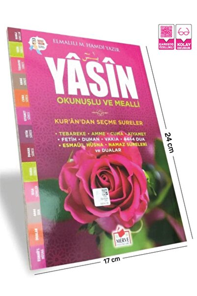 Merve Yayınları Yasini Şerif Açıklamalı Ve Mealli Orta Boy Koyu Pembe Renk 17...