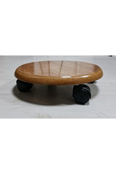 Mavienerji Kaplamalı Yuvarlak Ahşap Saksı Altlığı Damacan Tüp Saksı Sehpası