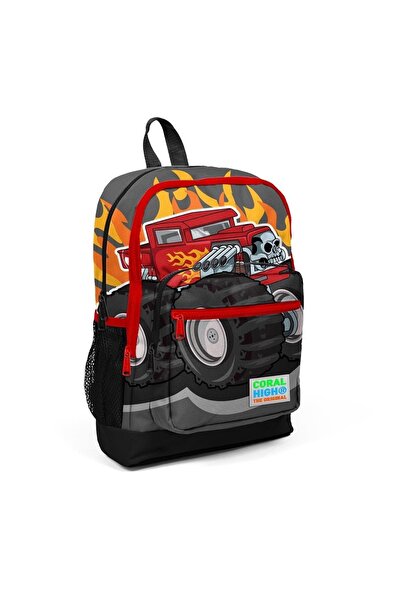 Coral High Kids Dört Bölmeli Gri Siyah Araba Desenli 23727