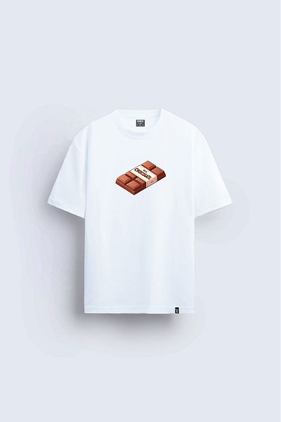 Darkia Tricou alb relaxed fit - Tricou imprimat ciocolata ciocolata