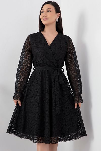 PULLIMM Lace Detailed Double Breasted Collar Midiboy Evening Dress - 13453