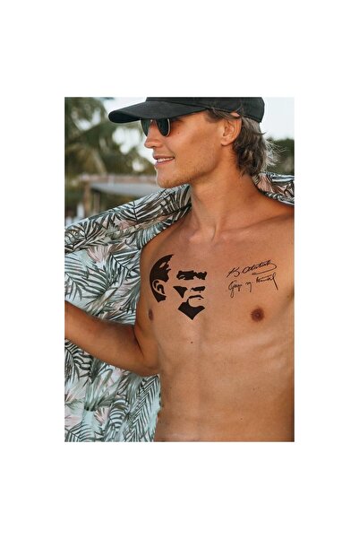 Tattoo Gerçekci Geçici Atatürk ve Imza Desenli Dövme Etiket Kadın Erkek Kol B...