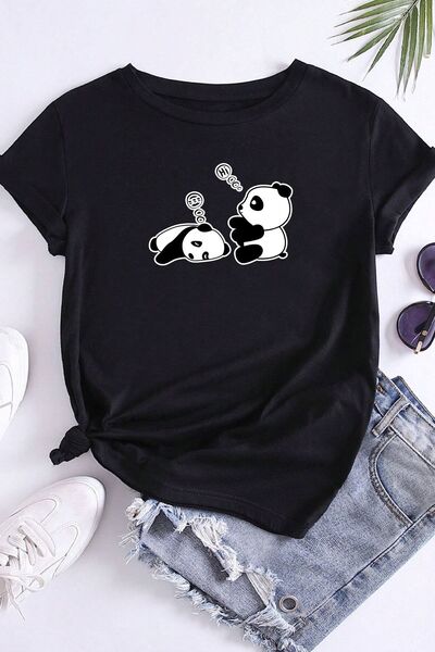 trendypassion Μπλουζάκι Unisex Sleepy Panda με εμπριμέ σχέδιο