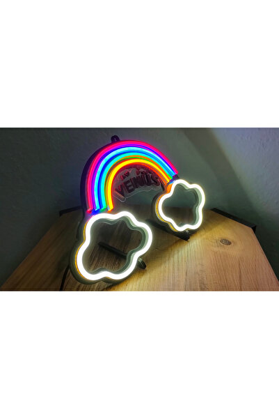 Kayacık Matbaası İsimli Gökkuşağı Neon Led / Gece Lambası / Rainbow Dekoratif...