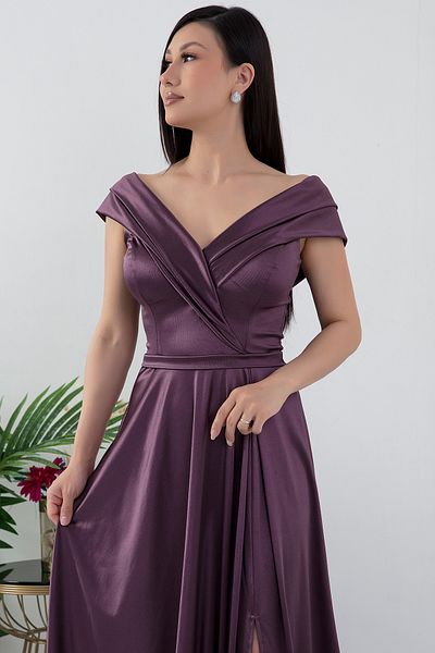PULLIMM Rochie de seară din satin cu umăr dezactivat - 39654