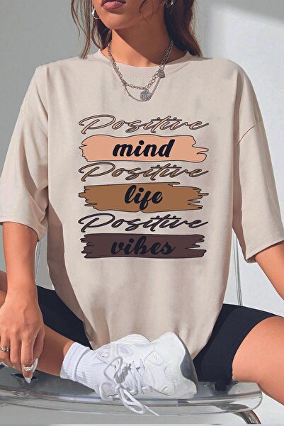 trendypassion Μπλουζάκι Unisex Mind Life Vibes με στάμπα oversize