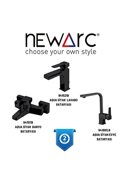 Newarc Aqua Siyah Batarya Set, 941511B,941521B,941881LB
