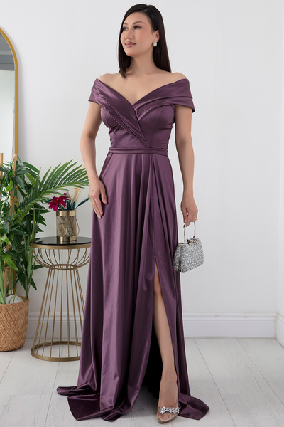 PULLIMM Rochie de seară din satin cu umăr dezactivat - 39654
