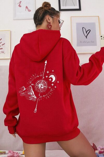 trendypassion سويت شيرت مطبوع بظهر البوصلة للجنسين