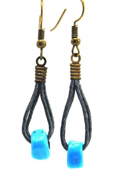 AKIN AKSESUAR HEDİYELİK Ethnic Style Blue Beaded String Earrings