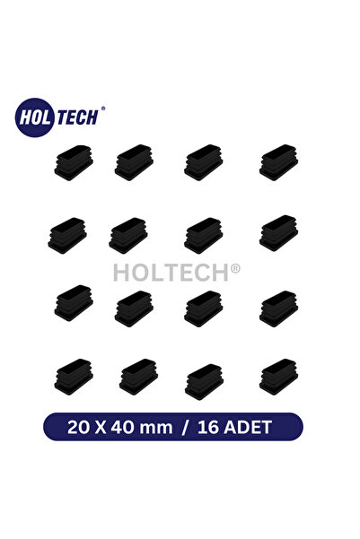 HOLTECH 20x40 mm Sert Plastik Masa Sandalye Kutu Profil Tapası Siyah (16 Adet)
