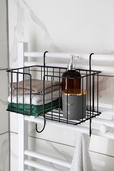 Nandy Home Ανοξείδωτη Μεταλλική Οργάνωση Μπάνιου - Ράφι με κρεμάστρα και θήκη σαμπουάν