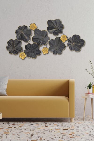 Doreline Doreart Black Bougainvillea Metal Duvar Tablosu, Ev Ofis Duvar Panosu Ch114-1