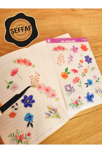 AR Sticker - Set de autocolante transparente pentru laptop, notebook, tabletă, cu tematică florală și frunze