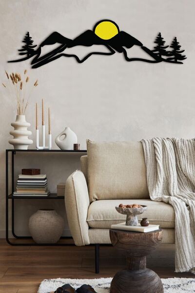 Doreline DoreArt Sunrise Ahşap Detaylı Metal Duvar Tablosu, Ev Ofis Duvar Panosu