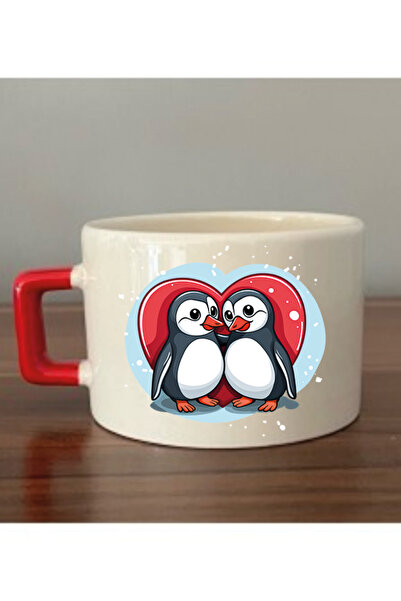 lili hediyelik كوب على شكل قلب من السيراميك على شكل بطريق - منتجات هدايا للشا...