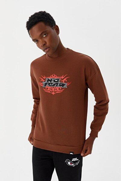 No Fear Brown Crew Neck Printed Long Sleeve Men's Sweatshirt M500242