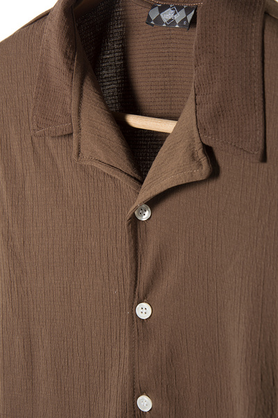 VEAVEN Men's Brown Apache Collar Long Sleeve Shirt - Comfortable Fit