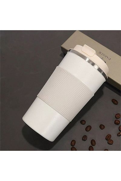 SEDEF SİLVER 304 Stainless Steel 500 Ml Non-Slip Rubberized Thermos Cup Mug Vehicle Coffee Tea Thermos 549