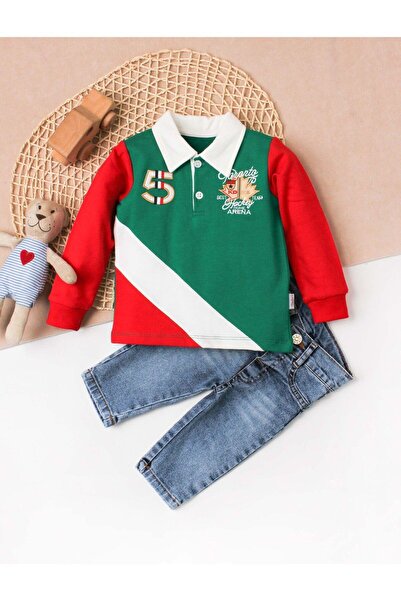 Chicsy Baby Erkek bebek pamuklu polo takım pantolon üst ikili takım düğün doğ...