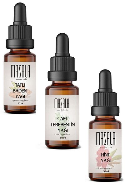 Masala زيت اللوز الحلو + زيت الصنوبر التربنتين + زيت الخروع 3 × 50 مل