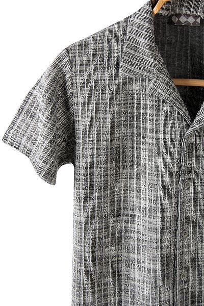 ADEGO Ανδρικό καλοκαιρινό πουκάμισο Anthracite Slim Fit ριγέ βαμβακερό - κοντομάνικο