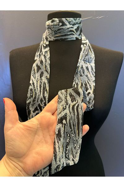 Gönülden Tasarım Eșarfă de damă cu design leopard colorat afumat - 140x5 cm