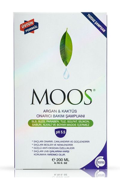 Moos 200 Ml Repairing Care Shampoo - Argan and Cactus Extract, Salt Free