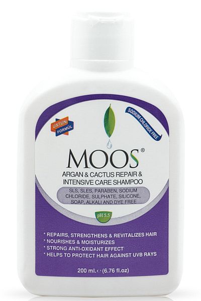 Moos 200 Ml Repairing Care Shampoo - Argan and Cactus Extract, Salt Free
