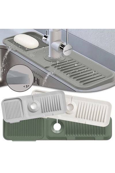 SUNVEO Gray Color Water Trap Faucet Mat Protective Faucet Sink Dish Sponge Mat For Kitchen Bathroom