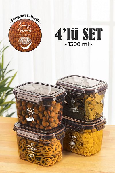 Vienev 1.3 Liter Rectangular Screen Printing Label Storage Set - 4 Pieces