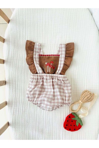 NUNU BABY Embroidery Detailed Mushroom Romper