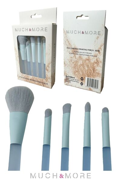 Much and More مجموعة فرش مكياج زرقاء مكونة من 5 قطع - في علبة