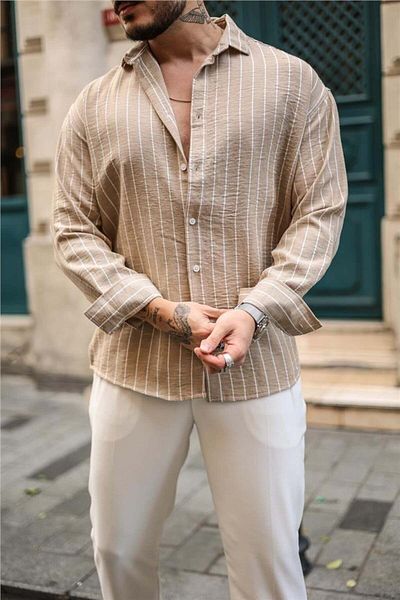 COOL TARZ Βαμβακερό ριγέ πουκάμισο oversize