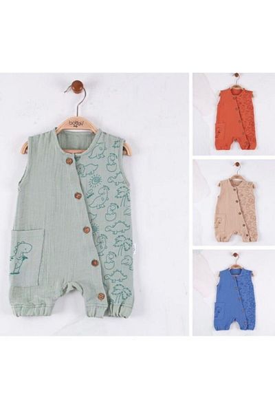 Bobby Baby Muslin Fabric Dinosaur Anti-Sweat Jumpsuit