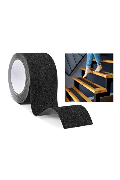 Hdg 25 Metre Yapışkanlı Siyah Merdiven Kaymaz Bant, 5cm Genişlik, Arkası Yapışkanlı Zemin Kaydırmaz Bant