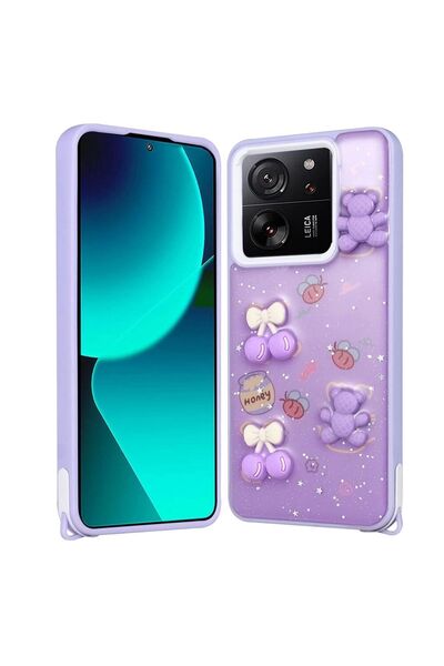 SBY TEKNOLOJİ حافظة متوافقة مع هاتف Xiaomi Mi 13t مع غطاء Cevze بتصميم فضي لامع