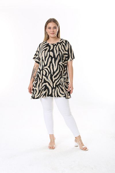 XL Modam Mink Black Gray Tunic - Plus Size with Side Slit Detail