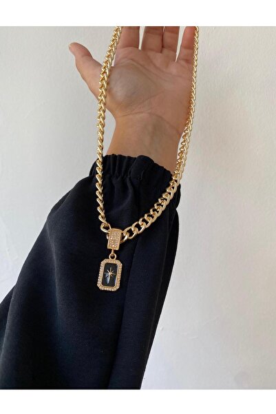 EGES SHİNE قلادة نسائية مستطيلة الشكل بتفاصيل حجرية للموسم الجديد - نجمة