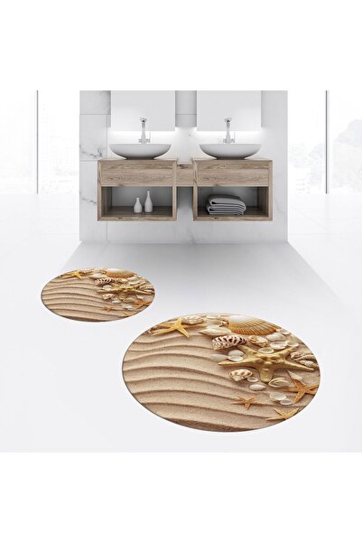 Hey Home طقم مرحاض دائري مزدوج مطبوع رقميًا وغير قابل للانزلاق وقابل للغسل، V...