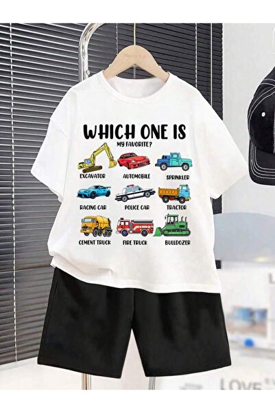 NoVibe B Štampano T T-shirt i set šortsa za decu - 100% pamuk