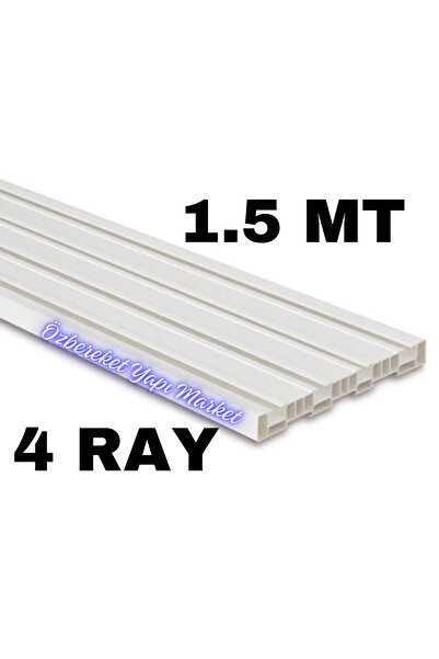 özbereketyapimarket 4 Ray Perde Rayı 4 Lü 1.5 Metre 4 Raylı Korniş Dörtlü Kor...